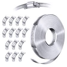 sus2021cus5024 - Steelsoft 304 Stainless Steel Hose Clamp Assortment Kit DIY, Cut-To-Fit 50 FT Metal
